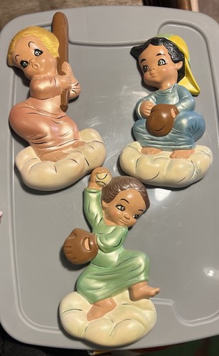Ceramic baseball angels - baseball,